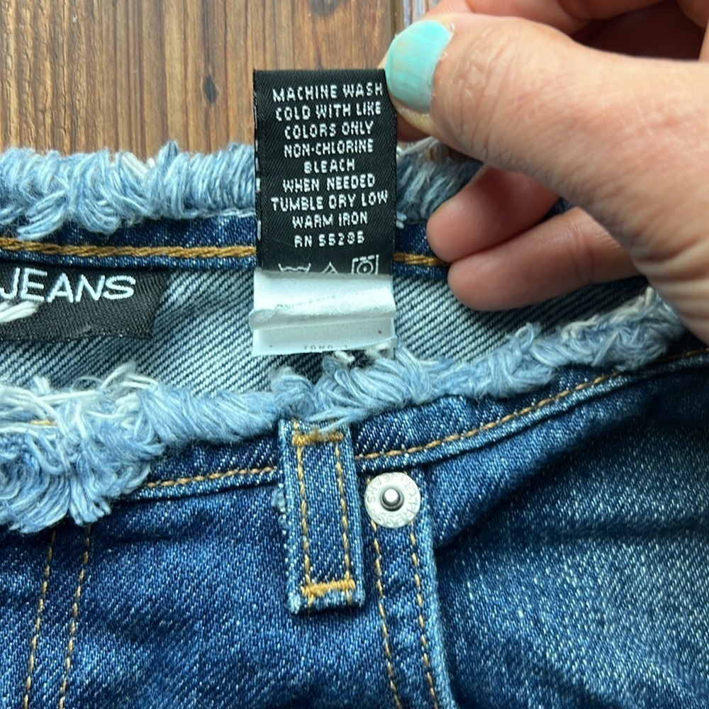 Early 2000 Y2K Express Jeans Women's Flare Distressed Blue Jeans Size 5/6 - Picture 4 of 9